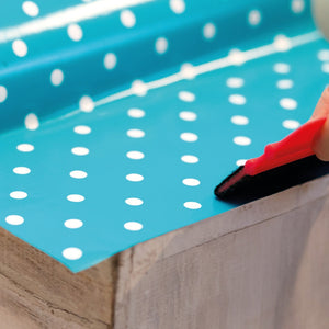 Aqua Blue Polka Dot Vinyl 450mm/2m, Self-Adhesive