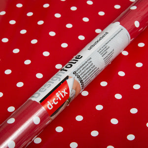 Red Polka Dot Vinyl 450mm/2m, Self-Adhesive