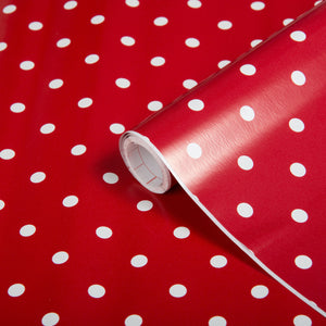 Red Polka Dot Vinyl 450mm, Self-Adhesive