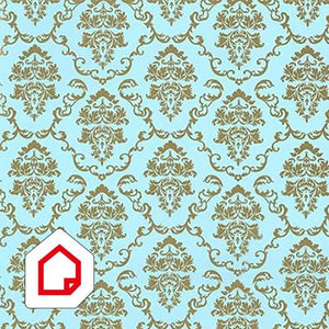 Blue/Gold Aida Baroque Vinyl 450mm, Self-Adhesive