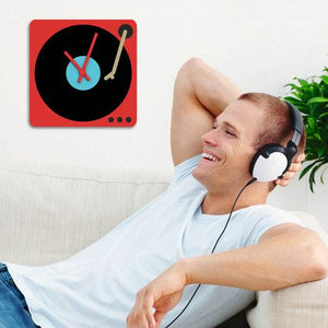 record player clock 3d wall sticker