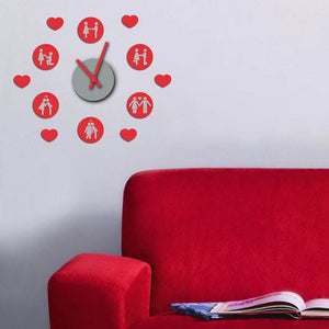 Love Signs Clock 3D Foam Wall Stickers 34.5/15.3cm