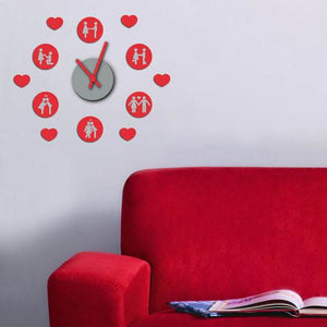 love signs clock 3d wall sticker
