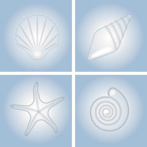 Blue Shell Vinyl Sticker Set of 6 140/140mm, Self-Adhesive