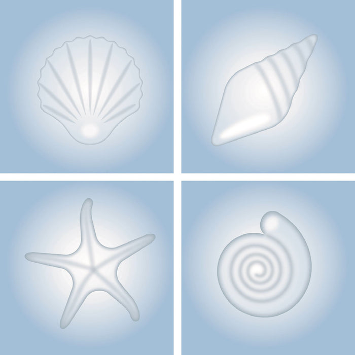 Blue Shell Vinyl Sticker Set of 6 (140/140mm, Self-Adhesive)